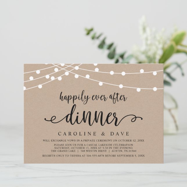 Invitation Dîner de Mariage en Elopement pour Toujours Heureu (Debout devant)