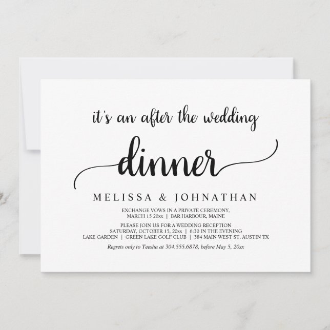 Invitation Dîner de Mariage Fugitif Happily Ever After (Devant)