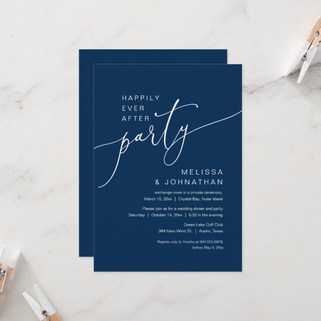 Invitation Dîner de Mariage Intime et de Fête de Fiançailles  (Devant/Arrière en situation)