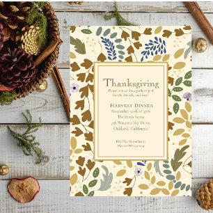 Invitation Dîner de moisson Thanksgiving Rustic Elegant