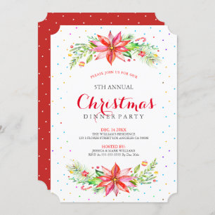 Invitation Dîner de Noël bouquet