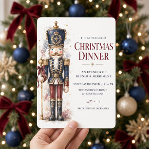 Invitation Dîner de Noël Casse-Noisette Navy Or