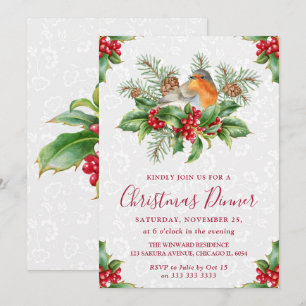 Invitation Dîner de Noël de Robin et Holly Berry