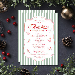 Invitation Dîner de Noël d'entreprise Sage Vert Rouge