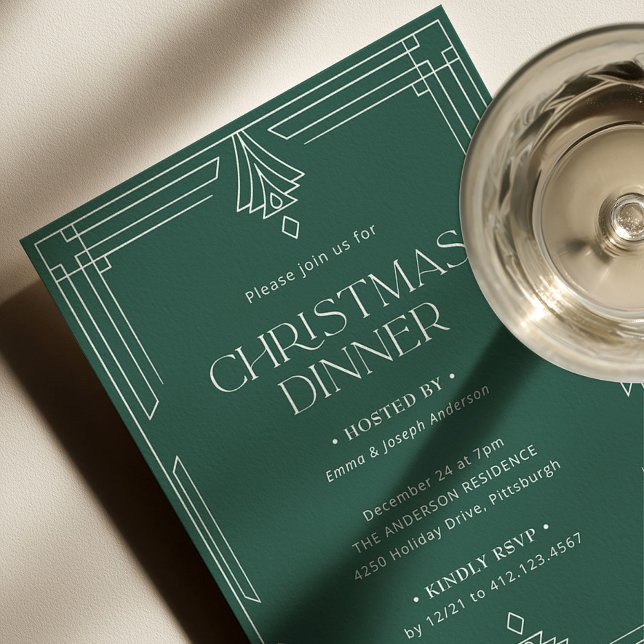 Invitation Dîner de Noël élégant | Vacances Vertes (Créateur téléchargé)
