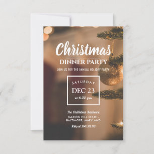 Invitation Dîner de Noël Fête Lumières Élégantes