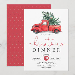 Invitation Dîner de Noël / Fête Vintage du Camion Rouge