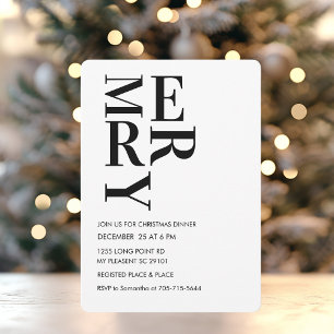 Invitation Dîner de Noël gras minimaliste