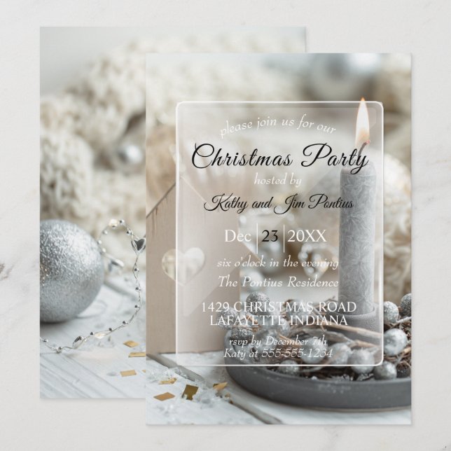 Invitation Dîner de Noël/invitation à la fête (Devant / Derrière)