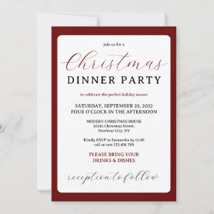 Invitation Dîner de Noël minimaliste et moderne de Bourgogne
