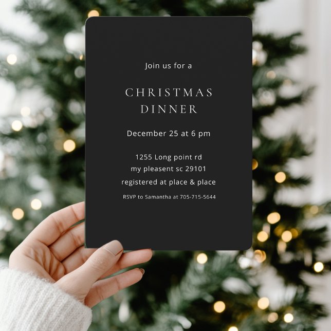 Invitation Dîner de Noël noir minimaliste (Créateur téléchargé)