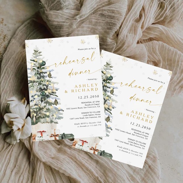 Invitation Dîner de Noël Pine Tree (Créateur téléchargé)