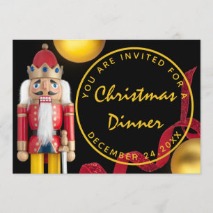 Invitation Dîner de Noël rouge veille de Noël Casse-noisette