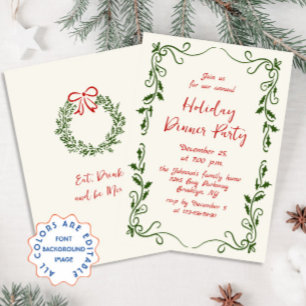 Invitation Dîner de Noël Whimsical à la main