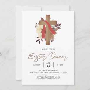 Invitation dîner de Pâques de printemps chrétien de la Croix