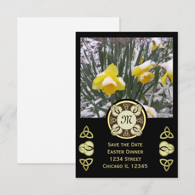 Invitation Diner de Pâques Trinity Knot W Photo et Monogramme (Devant / Derrière)