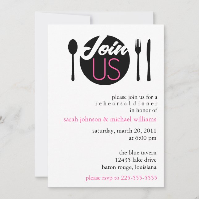 Invitation Dîner de répétition (Devant)