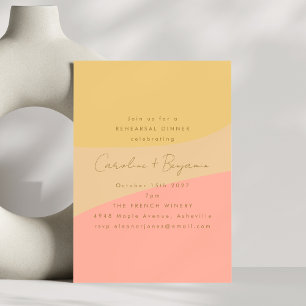 Invitation Dîner de répétition Abstrait Peach Yellow Boho Sha