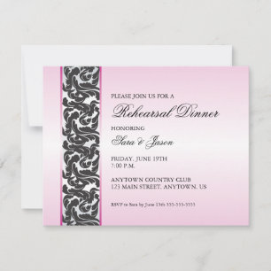 Invitation Dîner de répétition Accent Rose Swirly