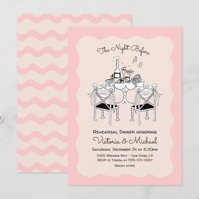 Invitation Dîner de répétition amusant pour les chaises de ta (Devant / Derrière)