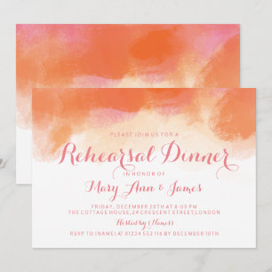Invitation Dîner de répétition Aquarelle de corail rose pâle
