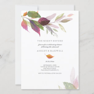 Invitation Dîner de répétition Aquarelle Feuilles d'automne