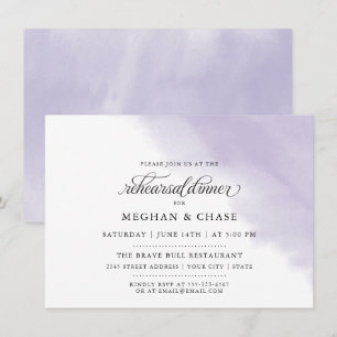 Invitation Dîner de répétition   Aquarelle lilas améthyste 