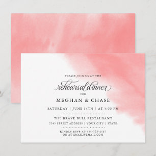 Invitation Dîner de répétition   Aquarelle Rose corail