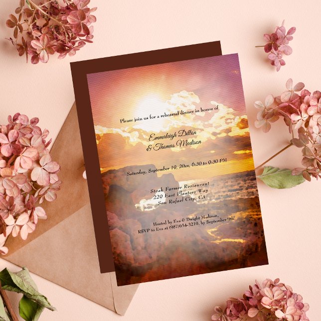 Invitation Dîner de répétition aquarelle vue sur l'océan Pret (Créateur téléchargé)