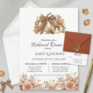 Invitation Dîner de répétition automnal Bohème floral Citroui
