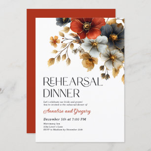 Invitation Dîner de répétition automne aquarelle Florals