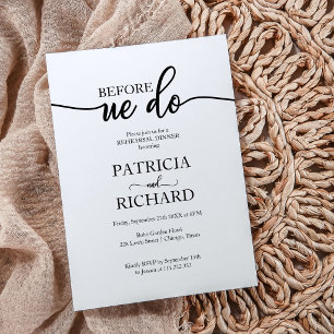 Invitation Dîner de répétition avant le mariage Simple et Élé