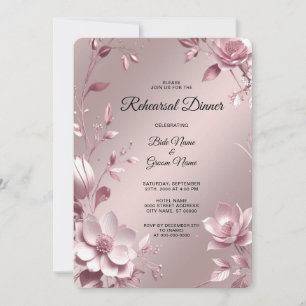 Invitation Dîner de répétition avec cadre floral rose délicat