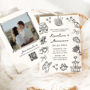 Invitation Dîner de répétition avec Doodles tirés à la main