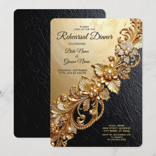 Invitation Dîner de répétition avec embellissements floraux d