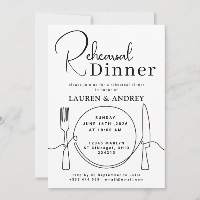 Invitation Dîner de répétition avec photos (Devant)