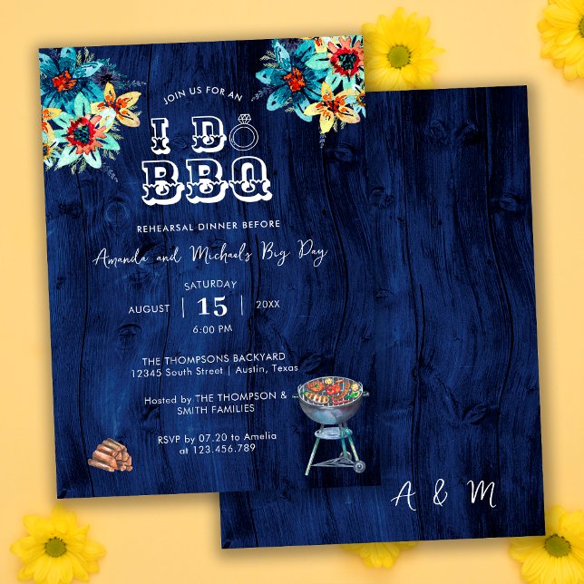 Invitation Dîner de répétition BBQ Bois Rustique dans le Jard (Créateur téléchargé)