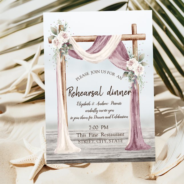 Invitation Dîner de répétition Beach Arbor (Créateur téléchargé)