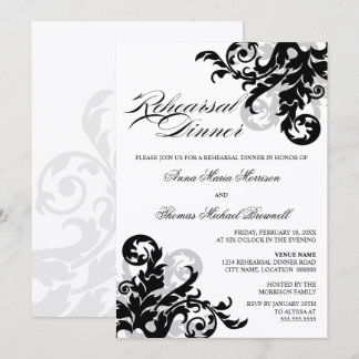 Invitation Dîner de répétition Black and Silver
