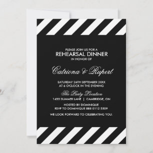 Invitation Dîner de répétition Black & White Stripes Invitati