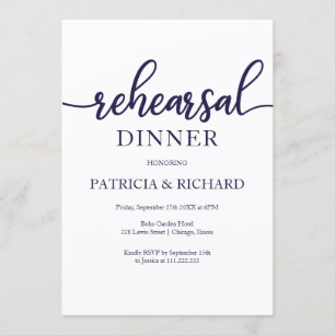 Invitation Dîner de répétition bleu blanc de la Marine