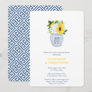 Invitation Dîner de répétition bleu et jaune de la Marine des