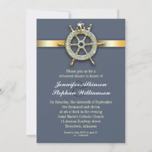 Invitation dîner de répétition bleu marine