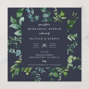 Invitation Dîner de répétition bleu marine Rustic Forest Foli