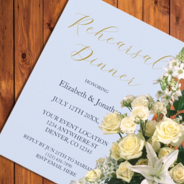 Invitation Dîner de répétition bleu opulent (Créateur téléchargé)