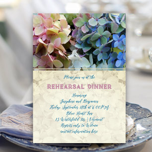 Invitation Dîner de répétition Blue Hydrangea Vintage Floral