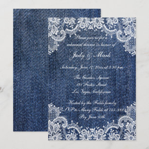 Invitation Dîner De Répétition Blue Jean Denim Et Dentelle