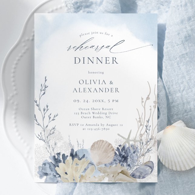 Invitation Dîner de répétition bohème aquarelle plage (Créateur téléchargé)
