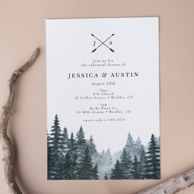 Invitation Dîner de répétition Boho Rustic Woodland Arrows (Créateur téléchargé)
