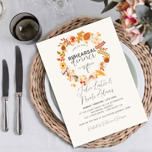 Invitation Dîner de répétition Boho Rustique Floral Automne C
